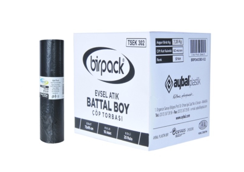 DMO BATTAL BOY ÇÖP TORBASI | 65970-K1333 BİRPACK ( BRP040380-02 ) BATTAL BOY 72 x 95 cm 60 µm 10 x 20 Rulo